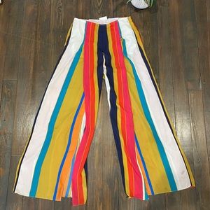 Vici wide leg, bold striped side slit pants